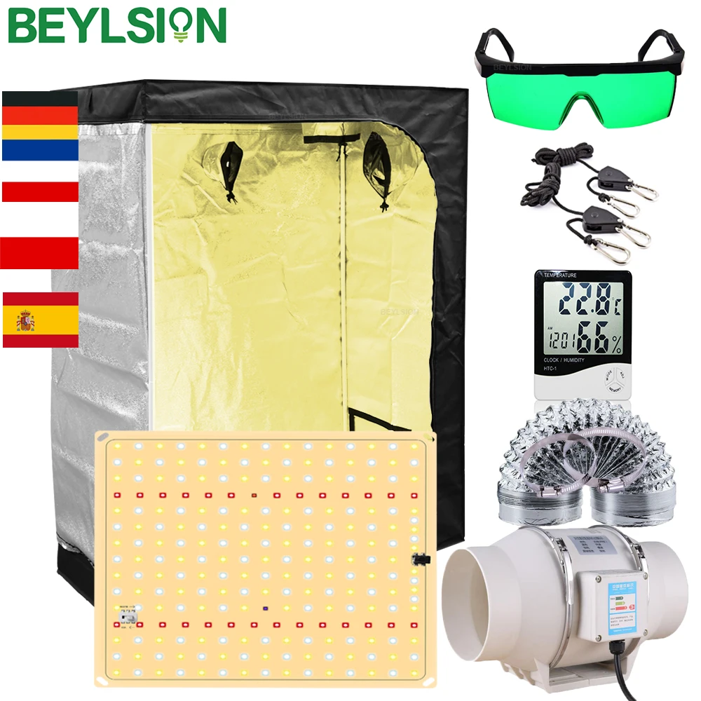 BEYLSION Grow Tent Full Kits 850WSCP Quantum Board Lights Complete Kit Carbon Filter Hydroponic Growing System For Indoor Plant
