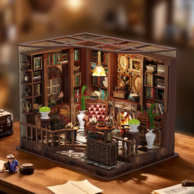 DIY 나무 인형 집 키트 3D 퍼즐 미니 인형 집 친구를위한 가구가있는 조립 된 건물 생일 선물 홈 장식 공예