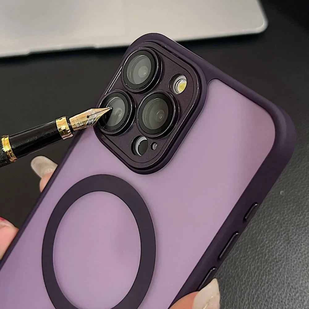 Rose Pink Magnetic Translucent Matte Camera Protector Phone Case