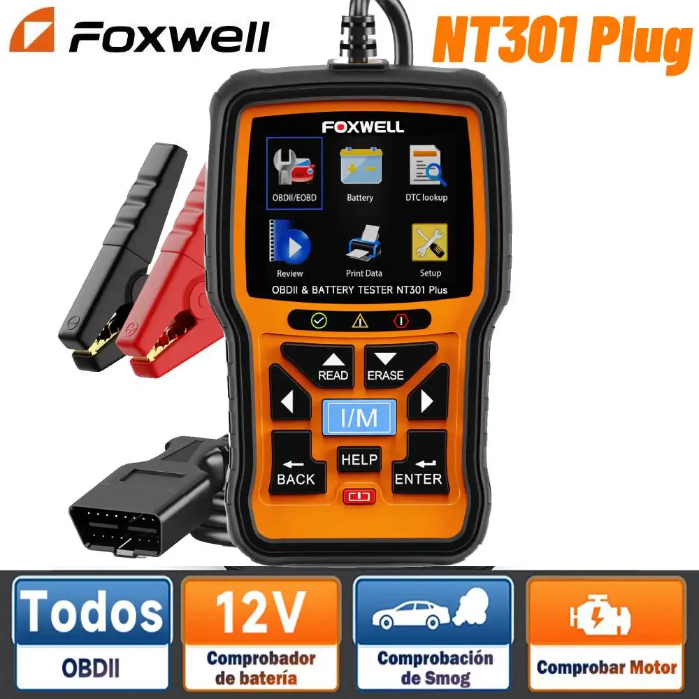 

Диагностический сканер FOXWELL NT301 PLUS OBD2, считыватель кодов двигателя, 12 В, тестер инструменты для машины аккумулятора, Автомобильный сканер OBD2, сканер PK ELM32 elm327 диагностика автомобиля автосканер