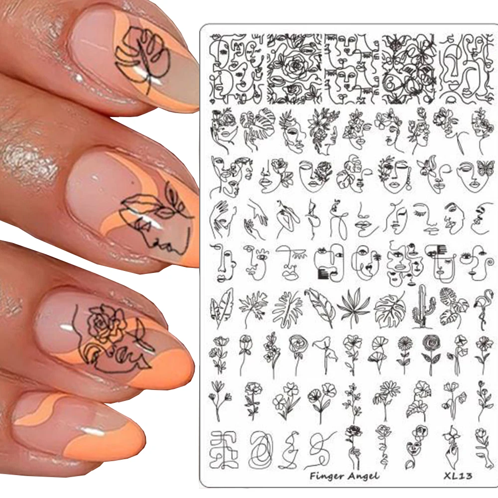 

9.5*14.5cm Nail Stamping Plates Abstract Woman Faces Image Stainless Steel Nail Seal Painting Tool DIY Products For Nail-2ネイルシール
