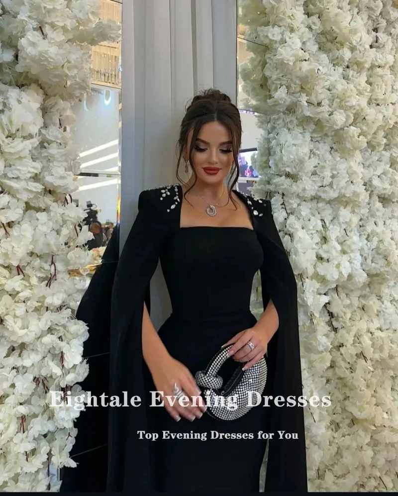 Women prom dresses Eightale Dubai Evening Dress Cap Sleeves Prom Gown Mermaid Beaded Arabic Wedding Party Dresses for Special Occasion
