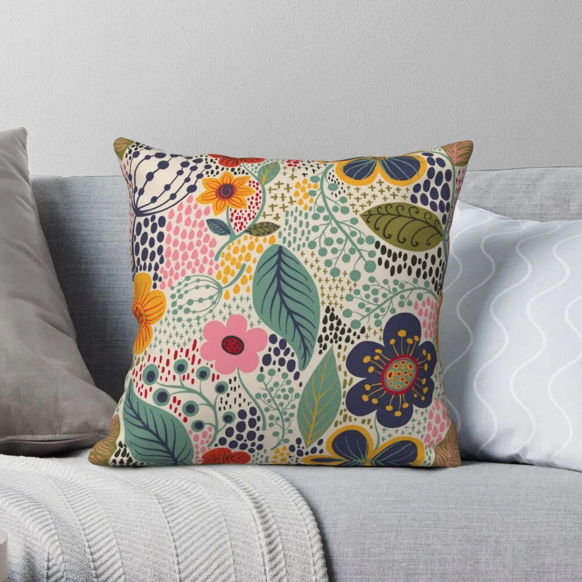 

Blue Yellow Floral Secret Garden Pillowcase Polyester Linen Velvet Pattern Zip Decor Home Cushion Cover Wholesale