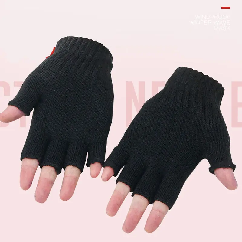 Winter Warm Knitted Wool Half Finger Gloves