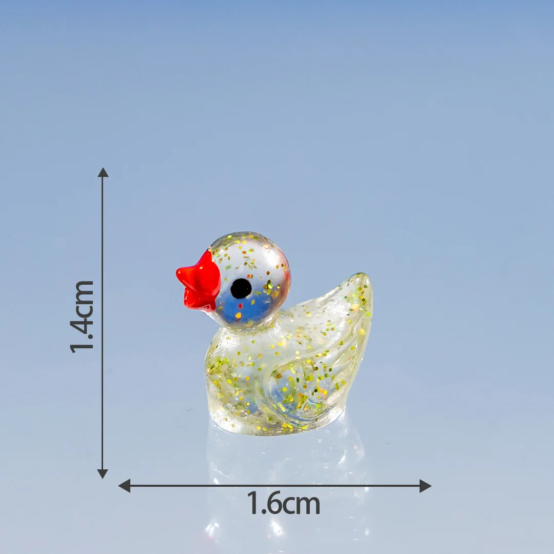 Mini Ducks Sequin Miniature Duck Resin Desk Decoration Cute Figurines Fairy Garden Accessories Home Decor DIY Doll House