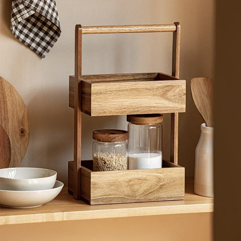 Organisateur En Bambou 2 Niveaux - Étagère De Rangement Multifonction Pour Salle De Bain, Cuisine Et Plus