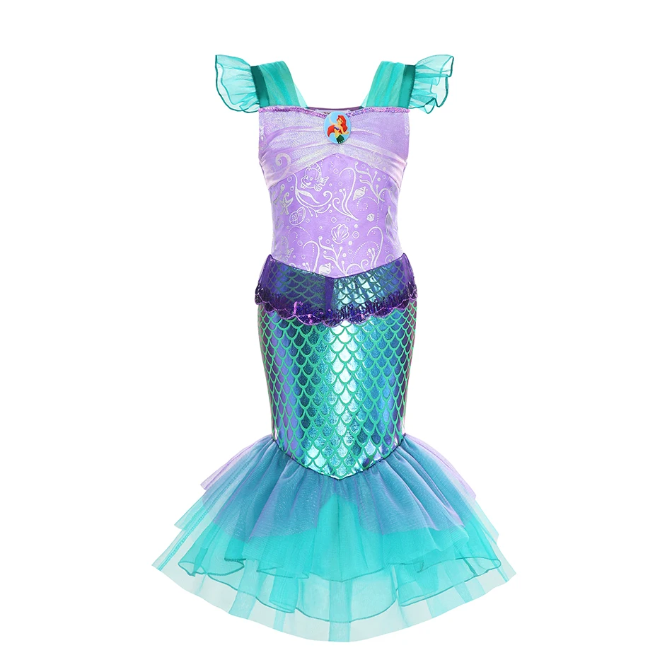 thumbnail image 1 of Disfraz de princesa Disney para niñas, Cosplay de carnaval, melocotón, sirena, Ariel, Jasmine, Elena, ropa de cumpleaños para niños, 1 of 5
