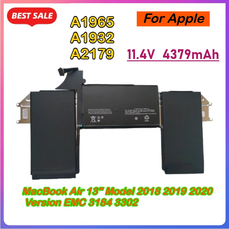 A1965 A1932 A2179 Laptop Battery for MacBook Air 13'' Model 2018 2019 2020 Version EMC 3184 3302 Replacement Battery 4379mAh
