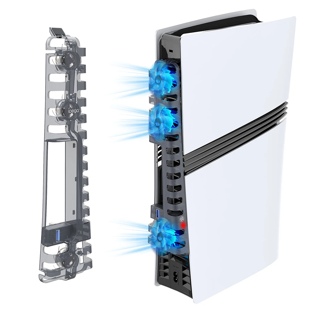 Cooling Fan Efficient Cooling System 3 Fans USB 3.0 W/ LED Light For PS 5 Pro/PS 5 Slim Console