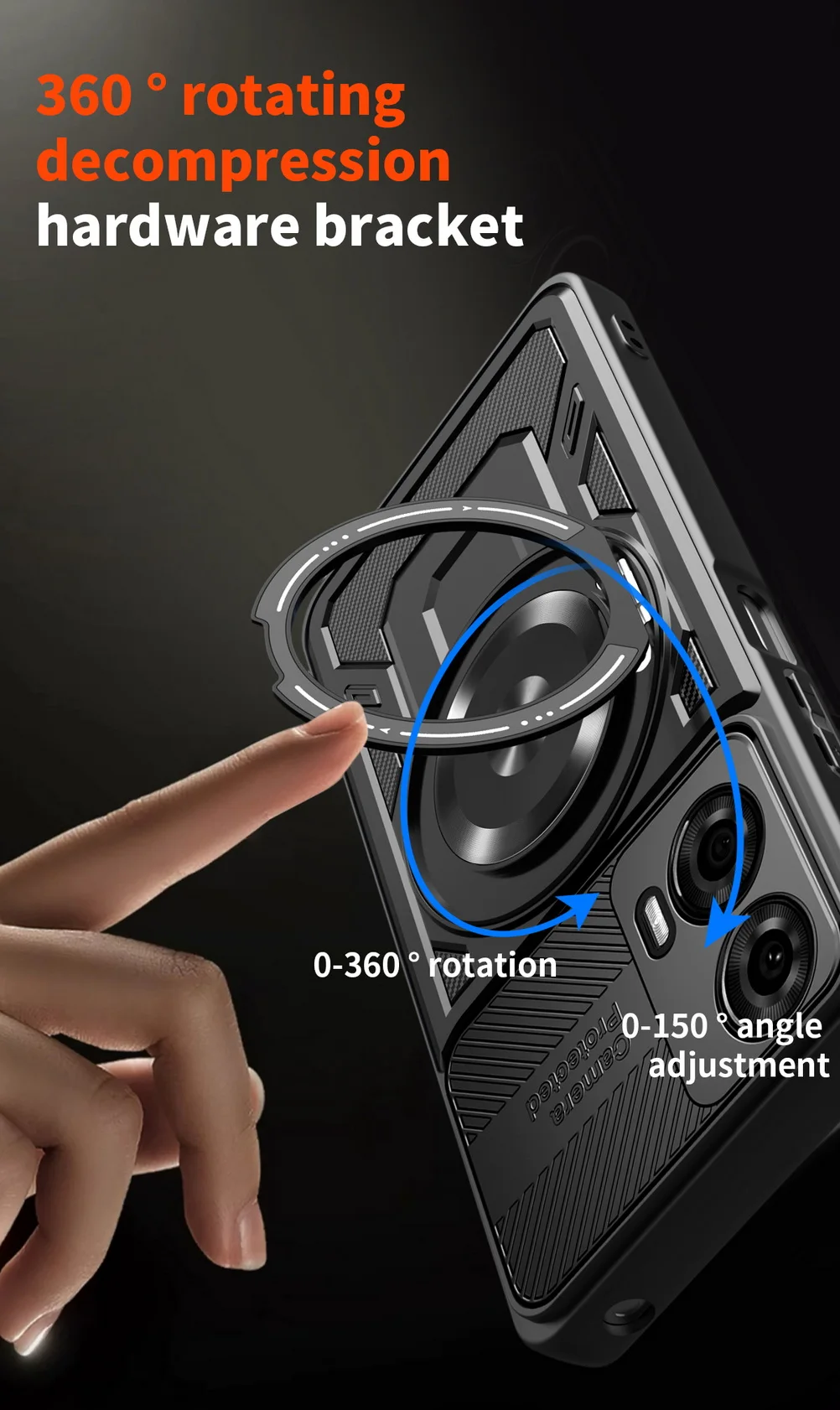 Versatile Rotatable Metal Ring Holder Magnetic Protective Case