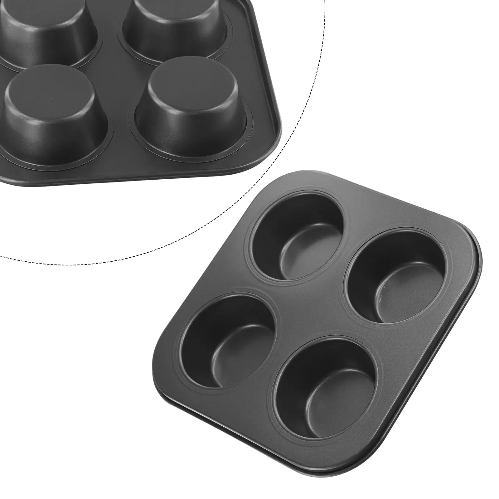 Cake Molds Black Muffin Mold 19x19x3cm 4 Cup Baking Pan Carbon Steel Cupcake Tray Environmental Non-stick Layer