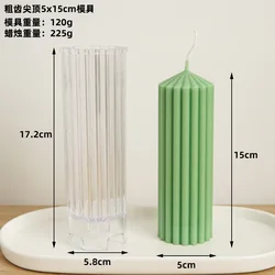 Striped Cylindrical Candle Mold Kit - Acrylic Plastic Candle Making Tool for Tapered Column Candles (5x15cm)