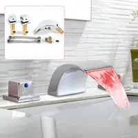 8" Widespread Bathroom Sink Faucet 3 Holes 2 Handle Basin Mixer LED Waterfall US 1