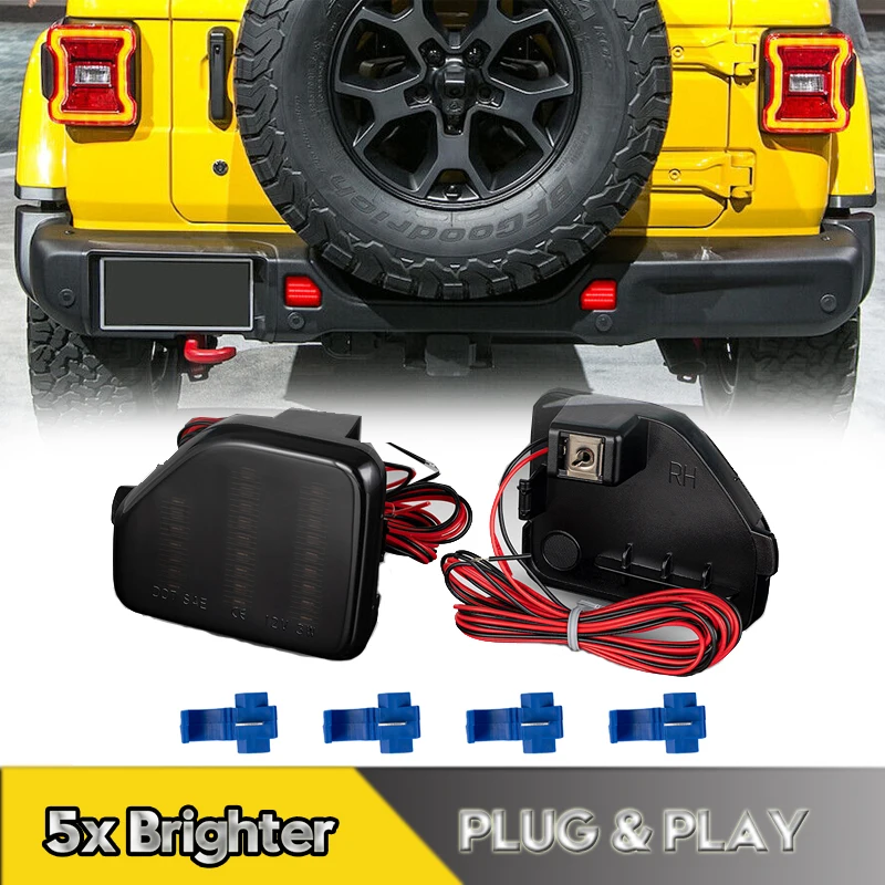 

2 шт. для Jeep Wrangler JL 2018-UP светодиодный задний бампер отражатель задний красный стоп-сигнал фары автомобильные тормозные боковые габаритные огни OEM # 68281937AB