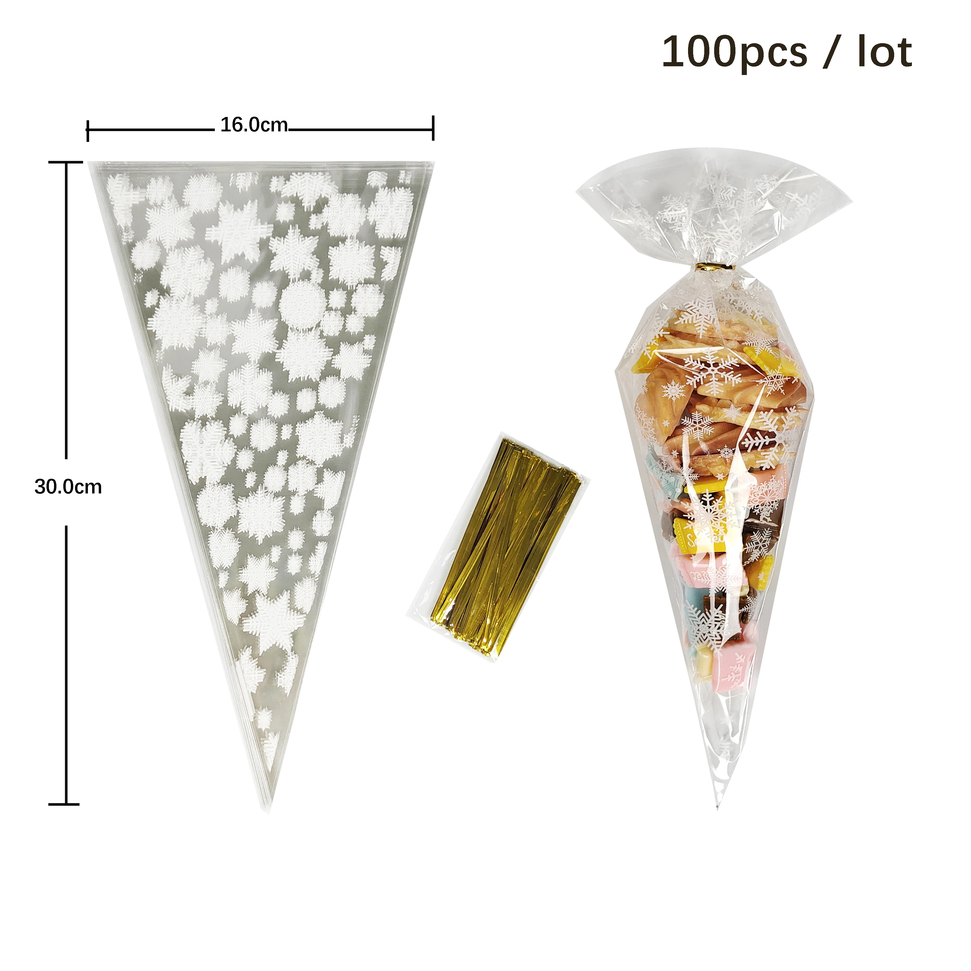 50/100 Stück Weihnachts-Süßigkeitenbeutel mit Weihnachtsmann- und Schneeflocken-Motiv, Plastik-Geschenkbeutel für Weihnachtsfeier-Dekoration 2026 – Detail 6