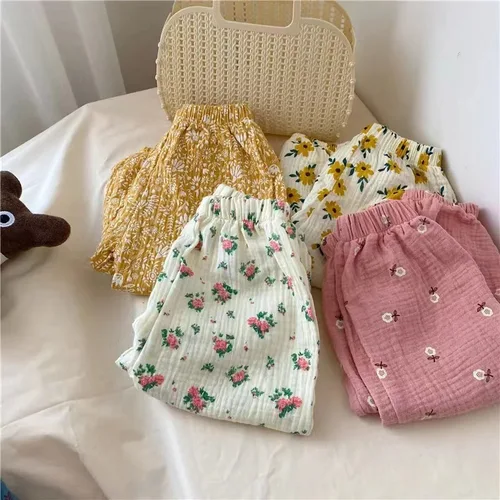 귀여운 곰 블루머 여름 의류, 소녀 소년 인쇄 캐주얼 바지, 만화 어린이 트렌디 얇은 스포츠 크롭 바지, 80-120cm, 신제품 4