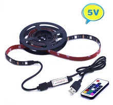 

5 V Volt USB LED Strip Light RGB Not Waterproof SMD 5050 5V Led Light USB Tape TV Backlight 1M - 5M With Remote Controller