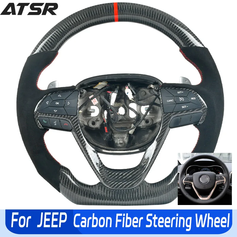 

Sports style for Jeep Grand Cherokee SRT 2014-2021 LED display screen carbon fibre Customized Steering wheel Perforated leather