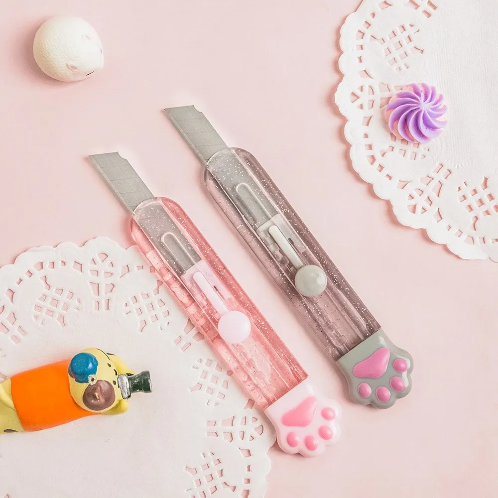 Retractable Utility Knife Cute Cat Paw Knife Portable Letter Opener For Cutting Paper Cardboard Office School Stationery Tools