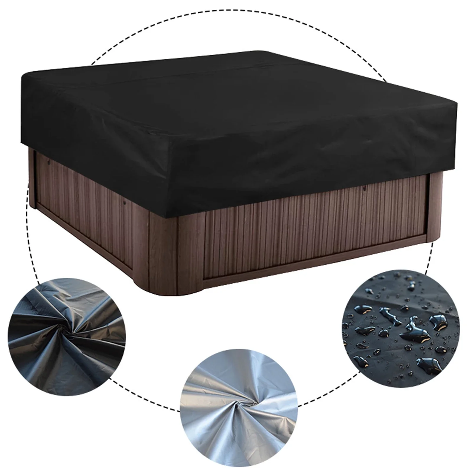 Square Hot Tub Cover Polyester Taffeta Waterproof Anti-UV Dustproof Outdoor SPA Cover Protector Patio Furniture Slipcover