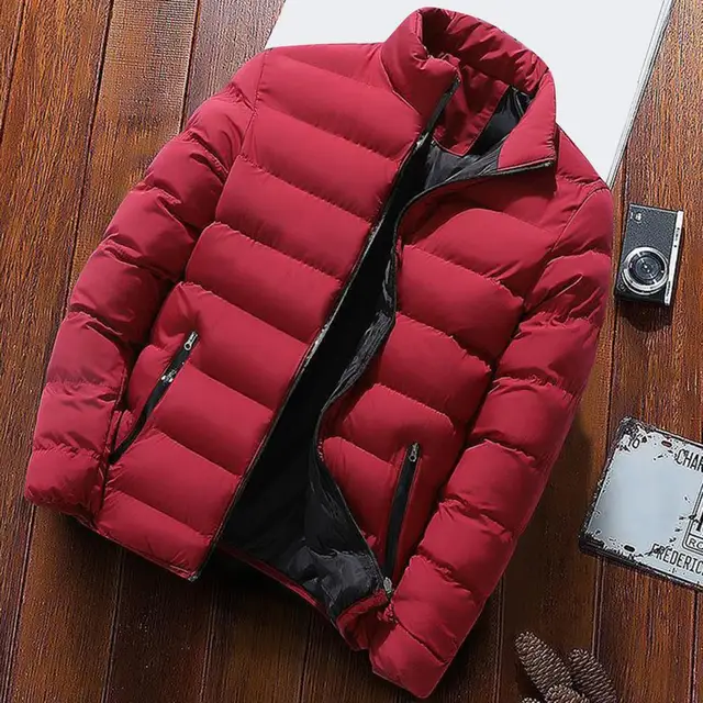 Nuove giacche da uomo per l'autunno e l'inverno Colletto rialzato Tinta unita Giacca calda slim fit Giacca leggera casual e versatile 2