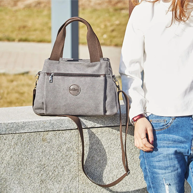 Retro Casual Women's Bag Canvas Ladies Single-shoulder Messenger Bag Women's Large-capacity Multi-compartment Canvas Bag 