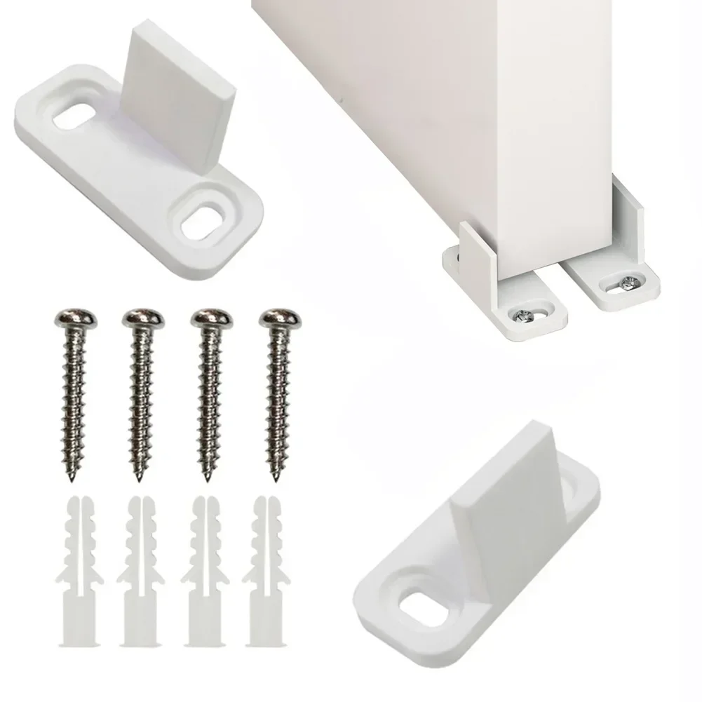 Sliding Barn Door Guide Silent For Sliding Door Stabilizer Adjustable Floor Wall Door Bottom Guide in White Carbon Steel with Screws (2pcs)