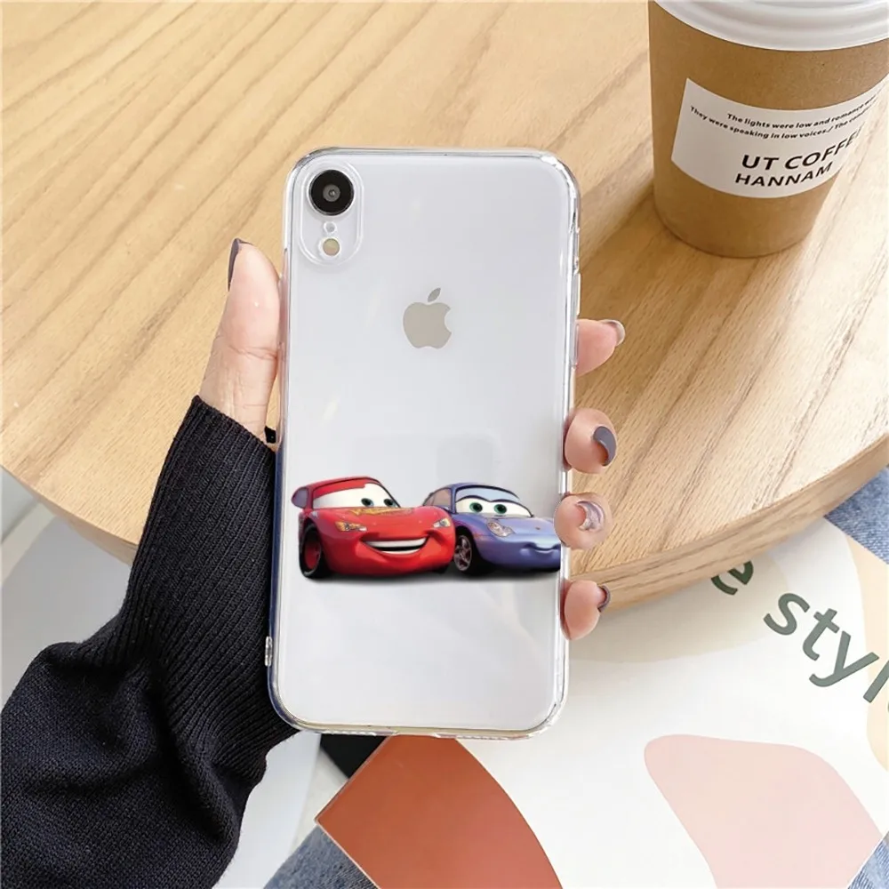 Cars L-Lightning M-McQueen Phone Case For Iphone 15 11 13 14 Pro Max 7 8 Plus X Xr Xs Max Se2020 12mini Transparent Cover