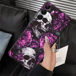 Skull and Purple Roses Art Phone Cover Case - Galaxy A42 5G (Mix01)