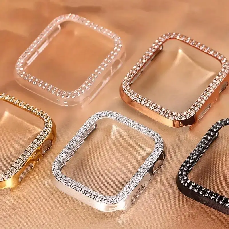 Elegant Diamond Tempered Glass Screen Protector Cover for Apple Watch - Multiple Sizes Available