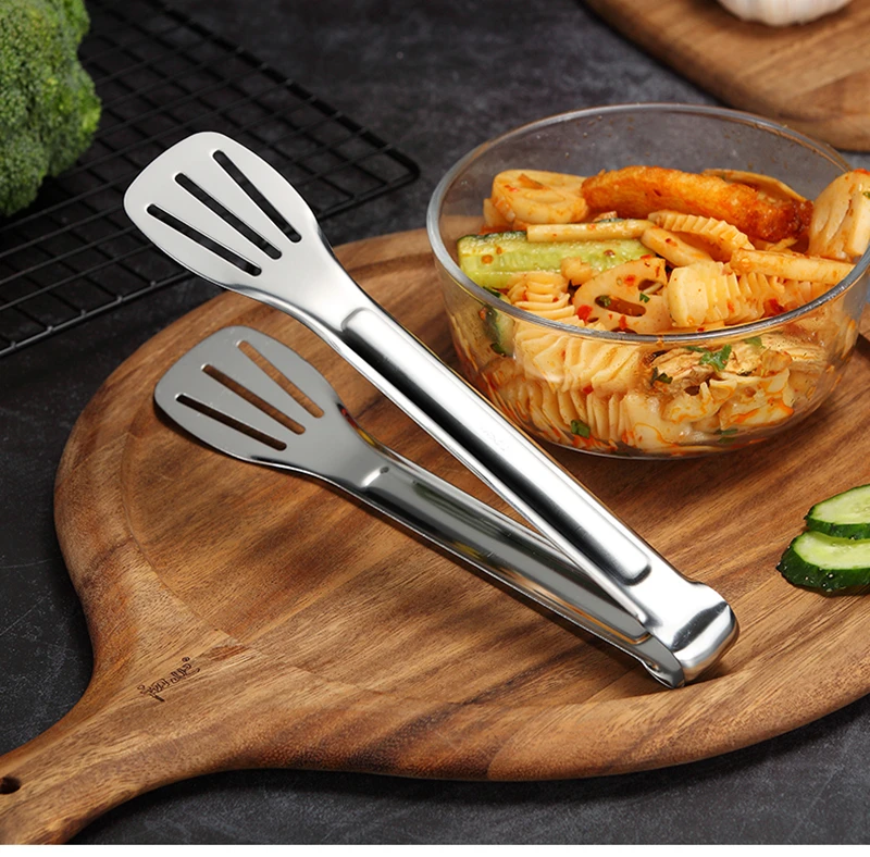 Stainless Steel Food Tongs Non-Stick Serving Tongs Barbecue Anti Heat Bread Clip Salad Bread Serving Tong BBQ Tool