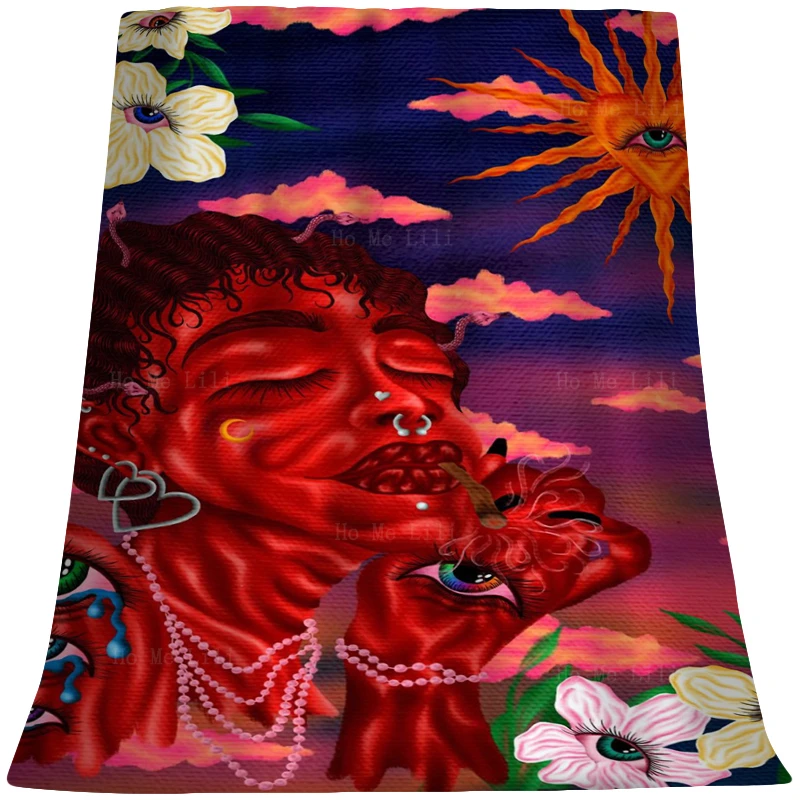 

Psychedelic Art I'll Always Keep My Eyes On You Mexico Vintage Hippie Poster Soft Warm Flannel Blanket By Ho Me Lili Home Decor