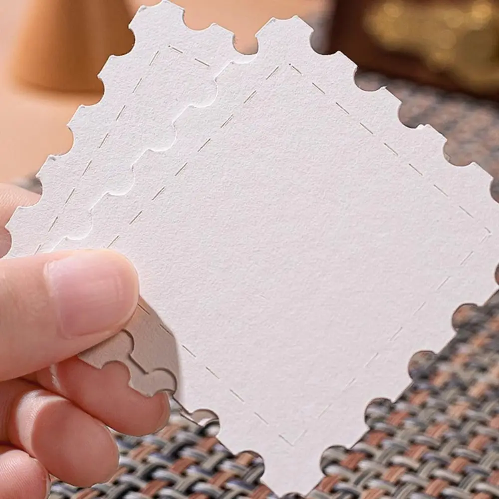 25pcs Stamp/Ticket Stub Shape Watercolor Paper Blank Design Fine Lines Postcards Hand-drawn Style Card Bookmarks Scrapbooking