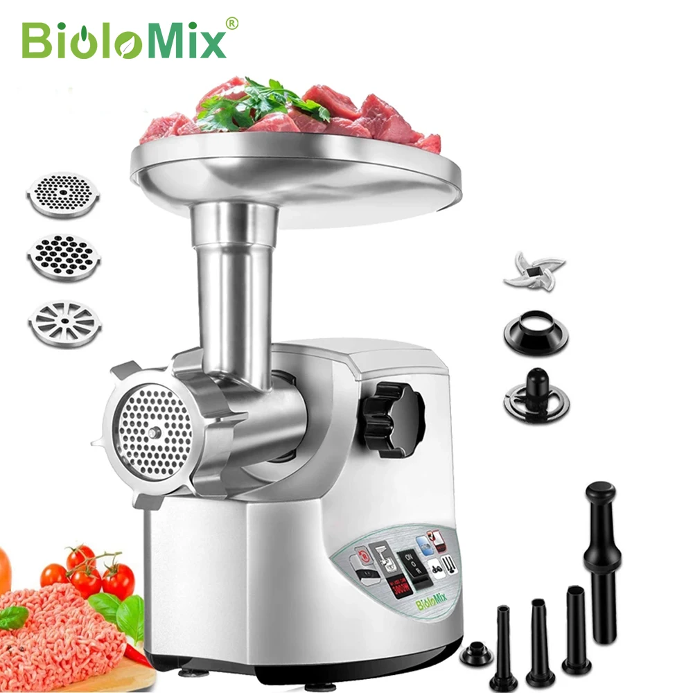 BioloMix Heavy Duty 3000W Max Leistungsstarke Elektrische Fleischwolf Hause Wurst Stuffer Fleischwolf Küchenmaschine