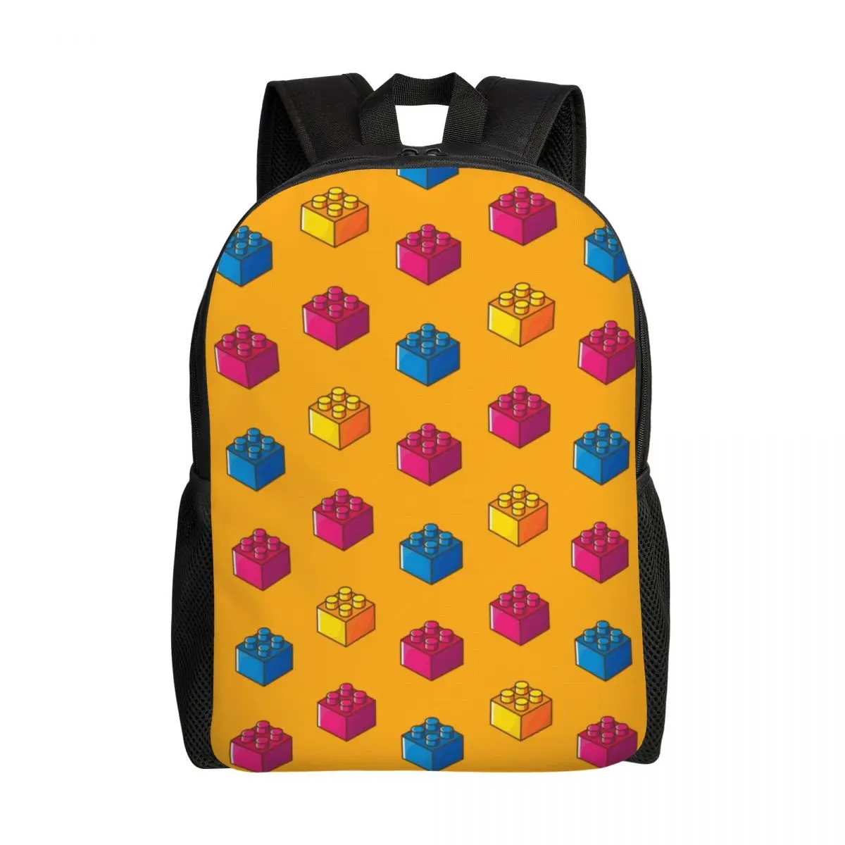 

Cartoon Building Block Pattern Laptop Backpack Women Men Casual Bookbag for College School Students Bag