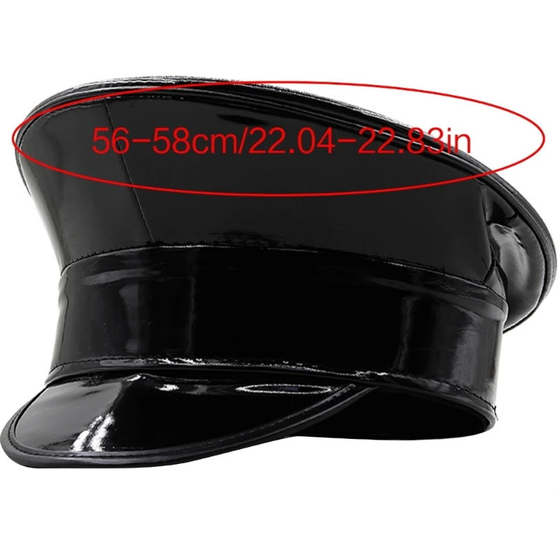 Women Military Hat Patent Leather Military Hat for Women Novelty Glitter Party Hat Sergeant Captain Cap for Stage Club Bachelorette Party