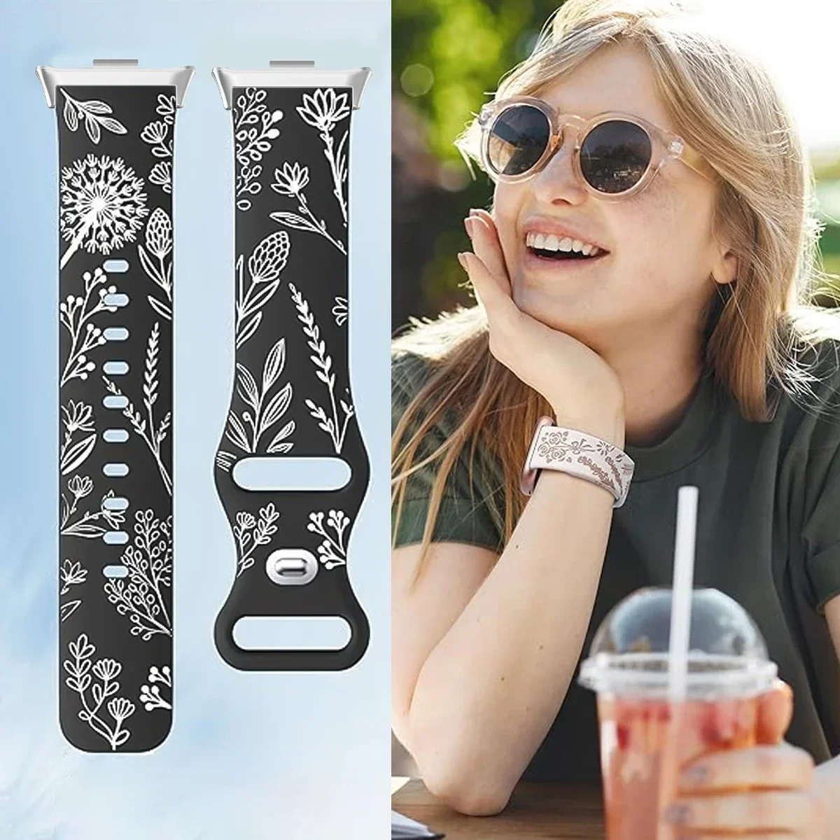 Silikonarmband für Xiaomi Mi Band 9 Pro/8 Pro, zweifarbiges Löwenzahn-Armband, Armband für Redmi Watch 4/5/6 Ersatzgürtel – Detail 5