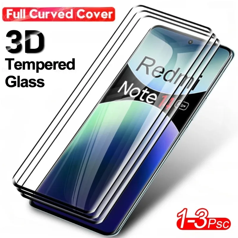 3Pcs 3D Gebogene Screen Protector Für Xiaomi Redmi Hinweis 14 13 Pro Plus 5G Gehärtetem Glas Für redmi Hinweis 12 11 10 Pro Plus Glas
