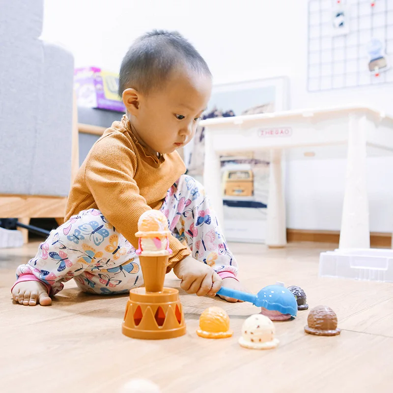 Kids Ice Cream Stack Up Pretend Play Toy Set Children Simulation Food Kitchen Toys Montessori Educational Gifts for Girl Toys