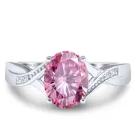 2CT Classic Pigeon Egg Dcolor Moissanite Circular Curve Ring