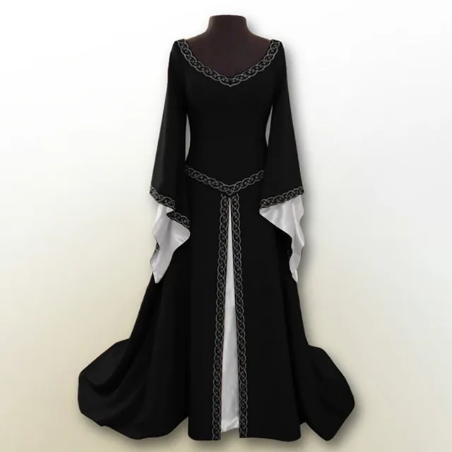 Womens Medieval Renaissance White Wedding Long Dress Celtic Queen Party ...