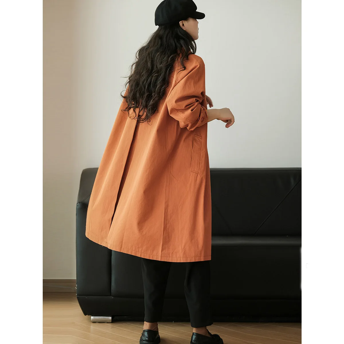 

2023 Women's Clothing loose versatile mid-length windbreaker coat Autumn Winter New