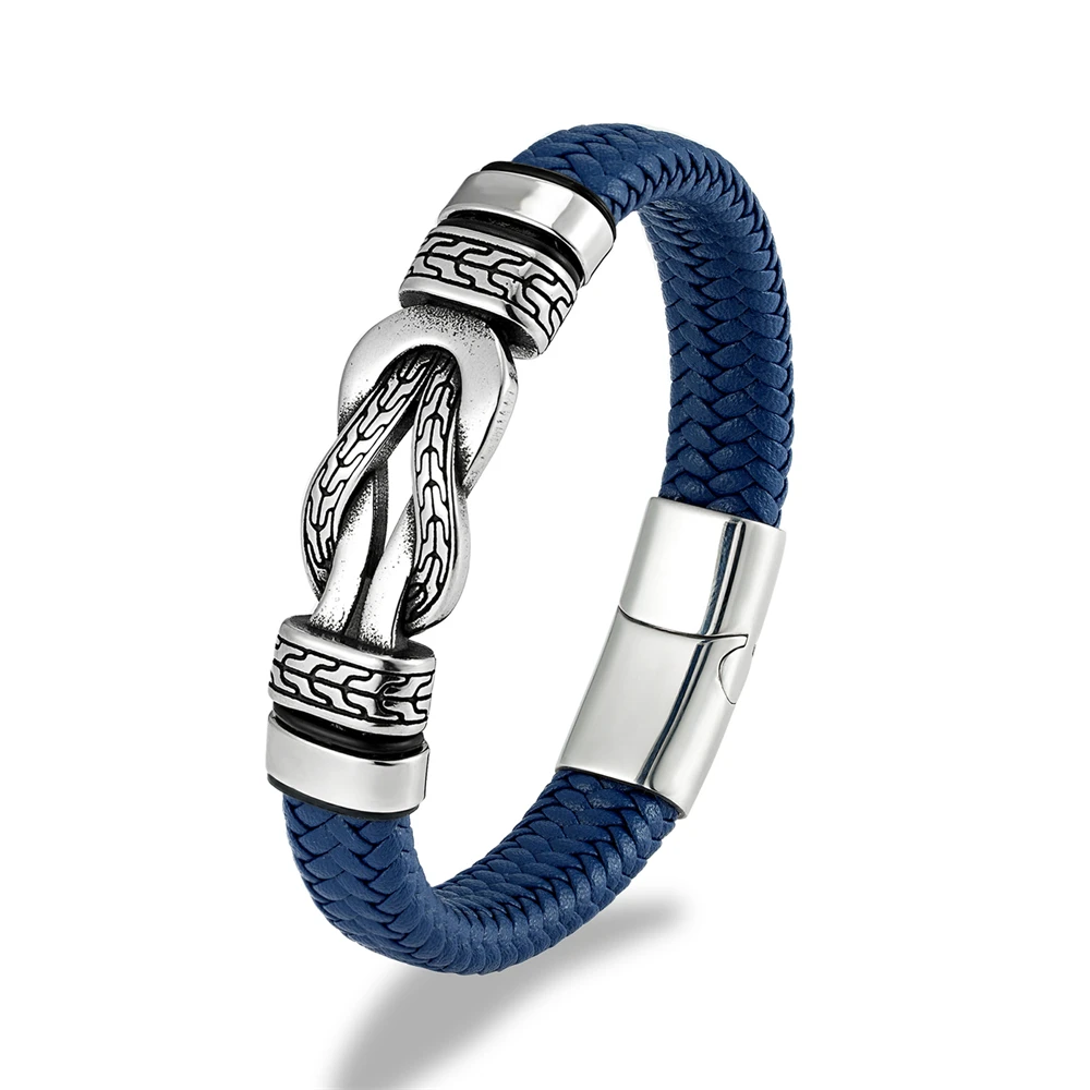 Vintage Infinity Symbol Leather Bracelet for Men - Stainless Steel Mobius Strip Handmade Bangle Male Charm Couple Jewelry Gifts 5