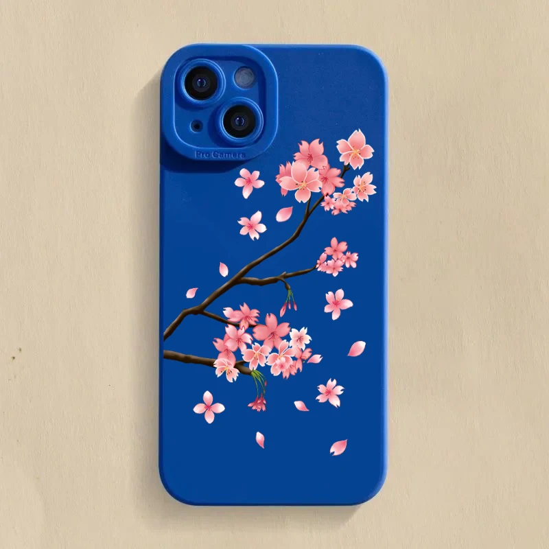Pink Cherry Blossom Silicone Soft Back Cover - Elegant & Protective Phone Case