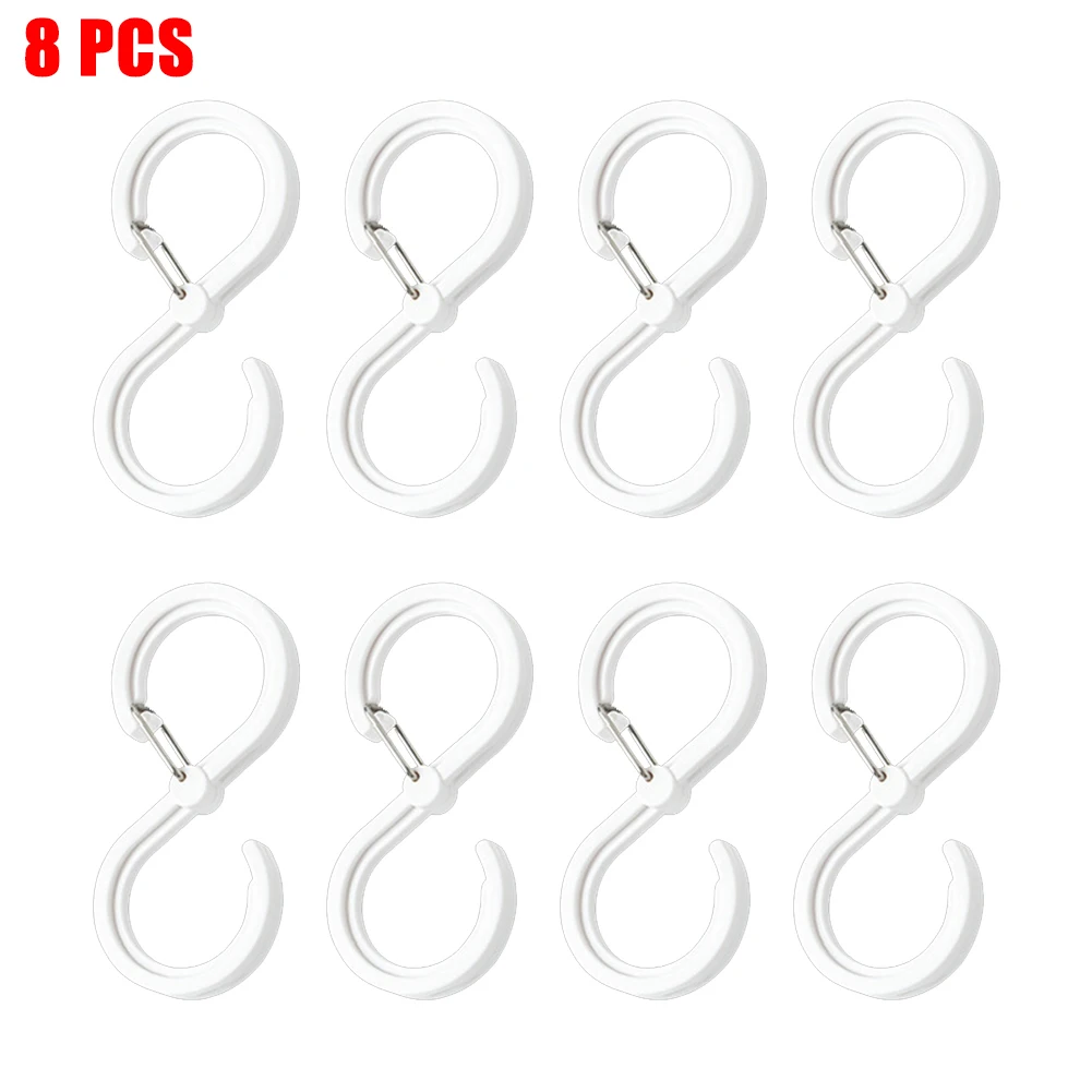 

8 Pcs Plastic S Shaped Hooks Portable Multi-purpose S Hanging Storage Hook With Safety Buckle For Home Clothing Organizer Hook