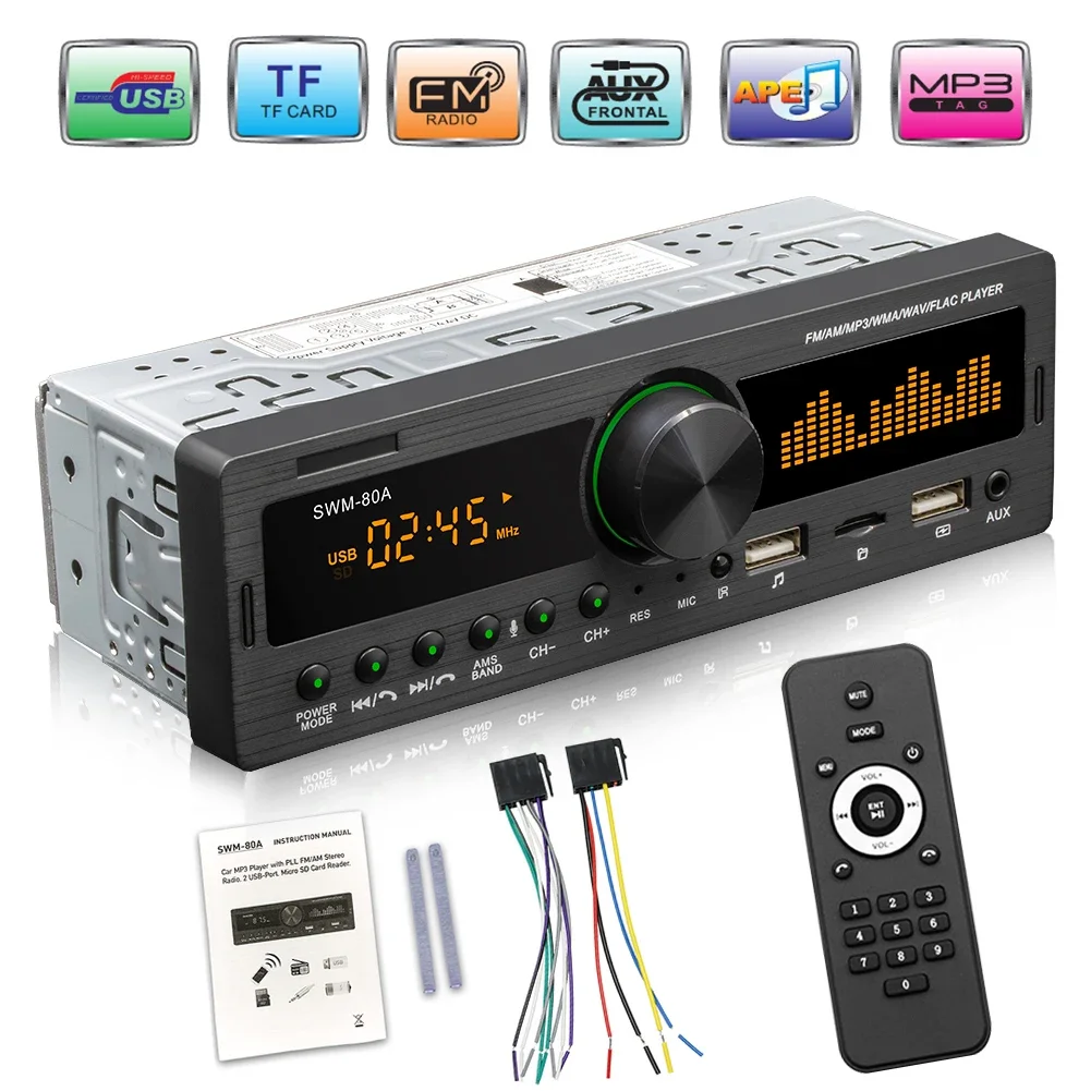 Car Radio Car Multimedia Player Head Unit Audio Copy AUX FM AM SWM-80A