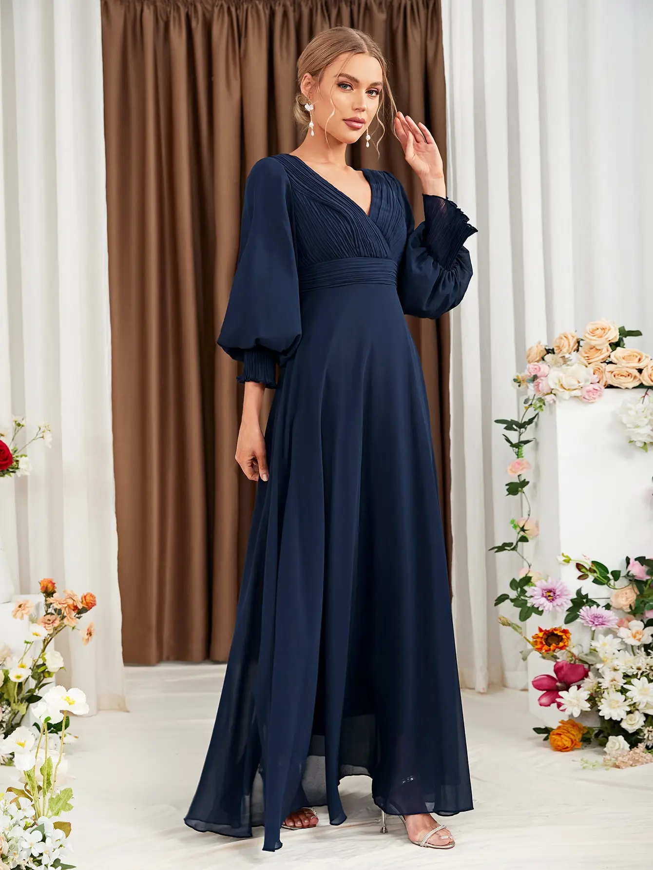 made bridesmaid dresses One Shoulder Chiffon Maxi Bridesmaid Dress Royal Blue Royal Blue / 16