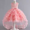 Girls Tail Beading Princess Dress Flower Girl Wedding Dress Children Birthday Party Gown Formal Evening Elegant Prom Dress 3-12Y