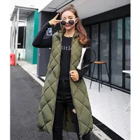 Women's Sleeveless Vest Long Down Padded Jacket Solid Color Hooded Loose Ladies Fashion Casual Warm Winter Jacket Vest Women