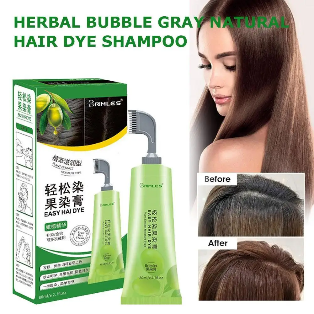 

Brimless Instant Hair Dye Cream With Comb Grey Coverage Black Hair Dye Cream 80ML Black Fruit Hair Dyeing Shampoo For Men Women